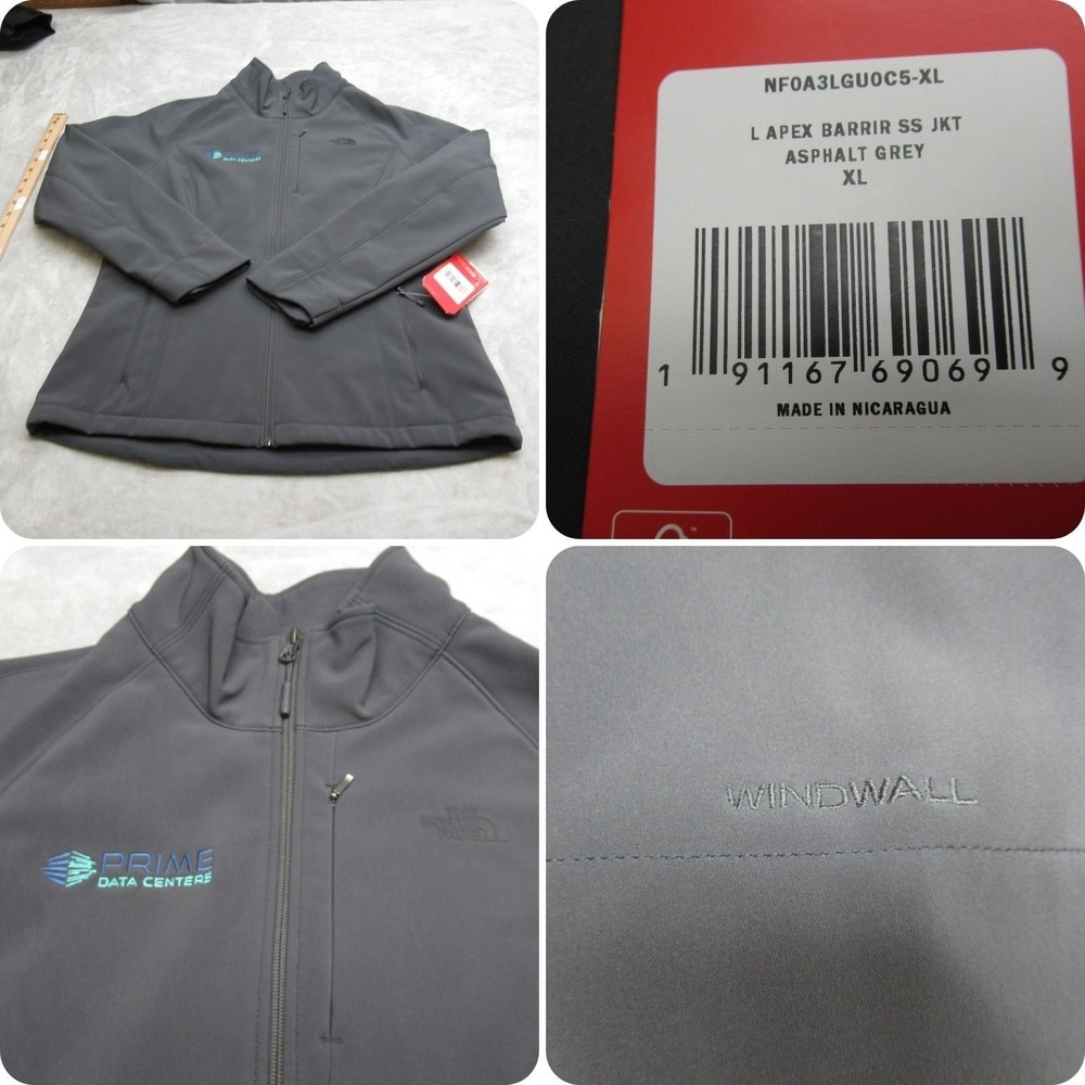 North Face Jacket Womens XL Gray Apex Softshell Water Resistant Prime Logo NEW